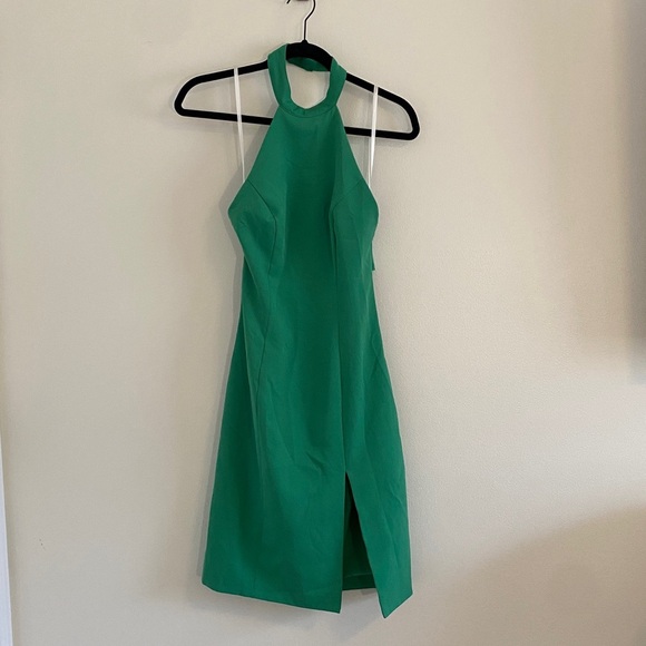 NBD High Neck Halter Open Back Mini Dress NWT Green Size Small - Picture 2 of 8